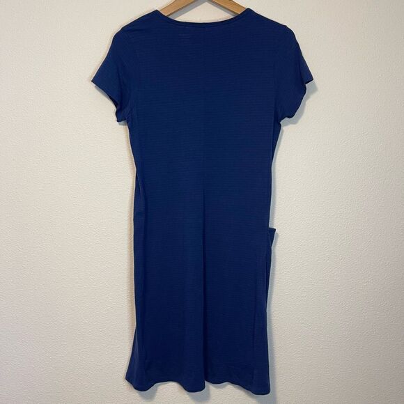 Toad & Co Marley Short Sleeve Striped Blue Dress Size Medium - Picture 7 of 8